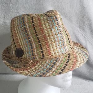 Panama Jack Rainbow Woven Straw Fedora Sun Hat